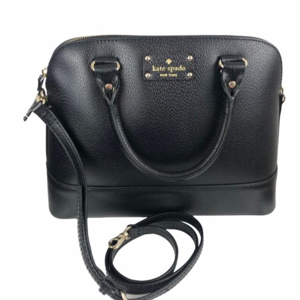 Kate Spade black bowler purse bag with removable strap